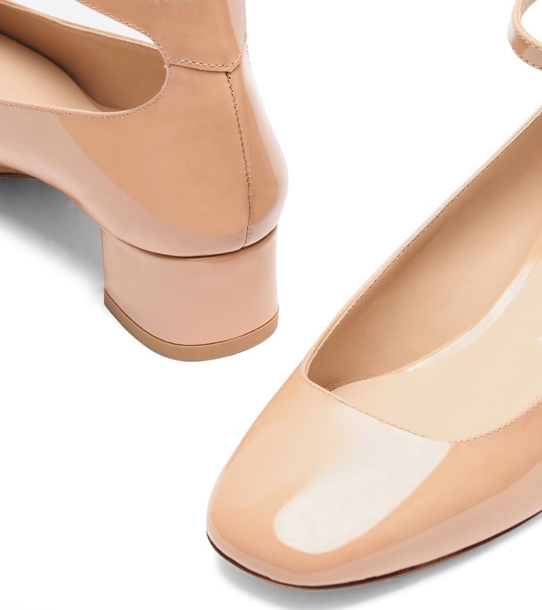 Stuart Weitzman Jane Patent-leather Pumps In Nude