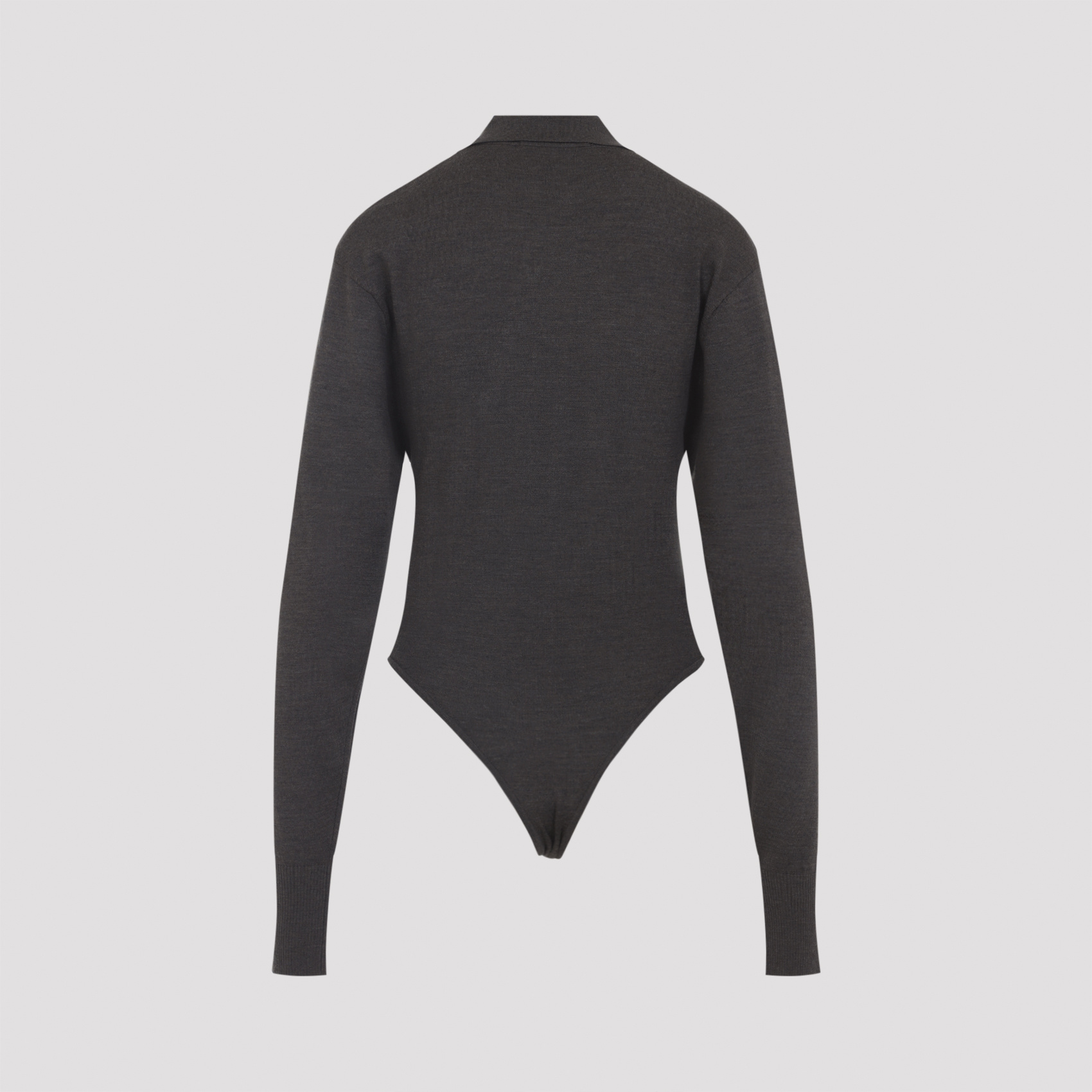 Jacquemus Merino Wool Blend Fitted Bodysuit In Brown