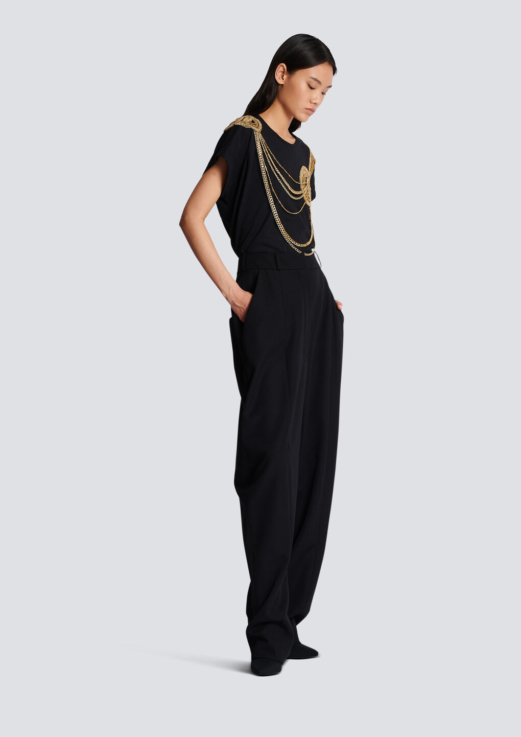 Balmain Large Tapered Trousers In Black