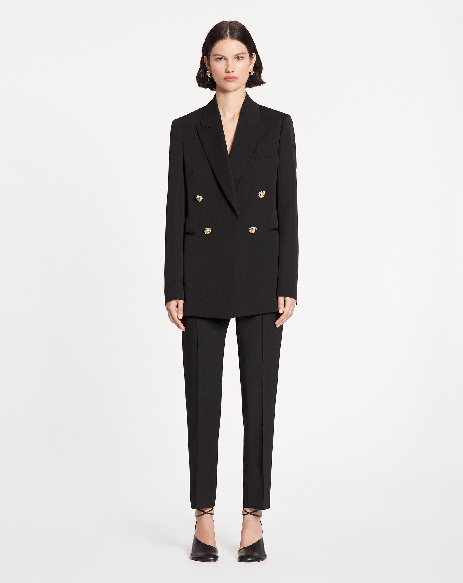 Lanvin Jewel-buttons Open-front Blazer In Black