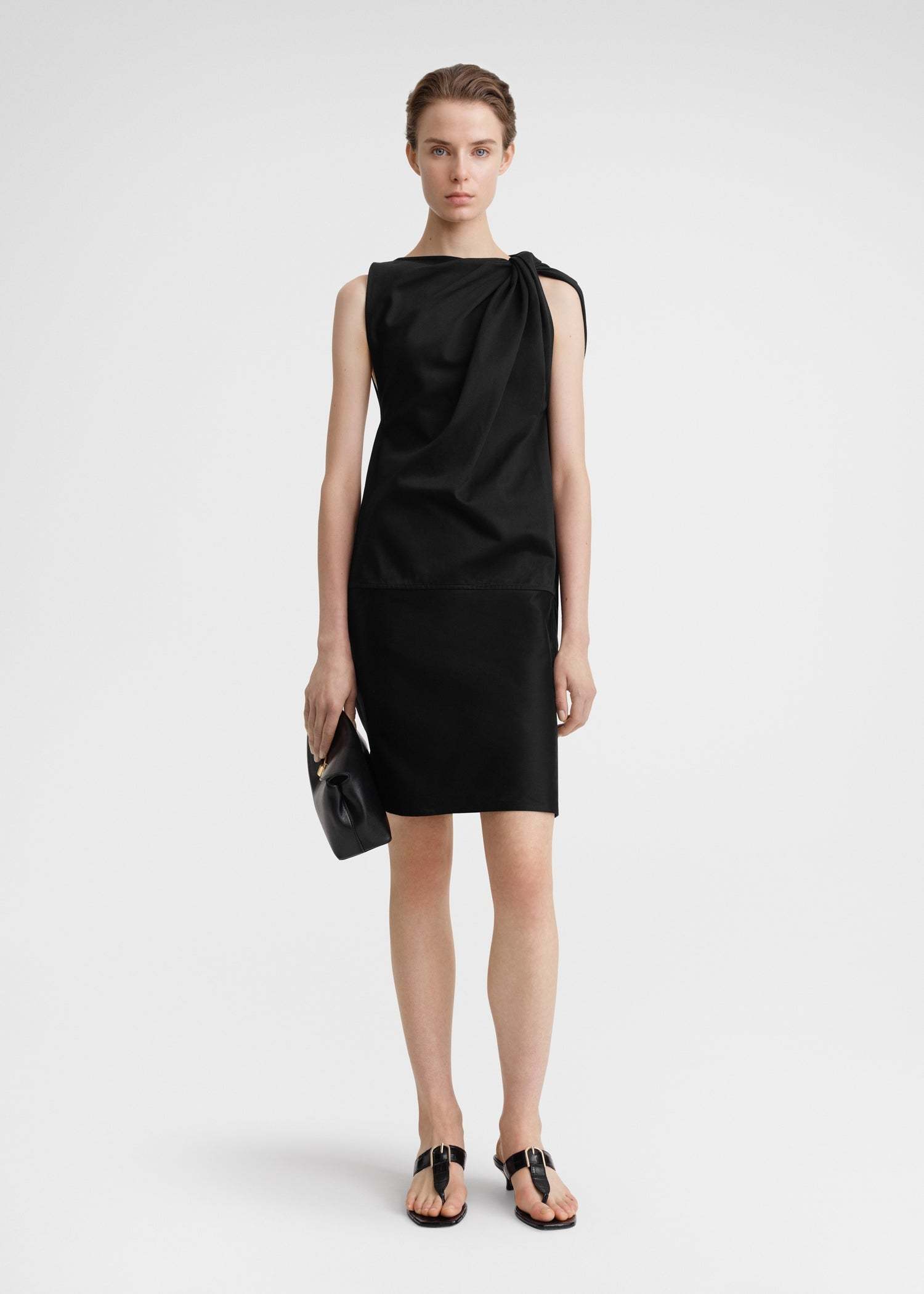 Totême Shoulder-twist Dress In Black