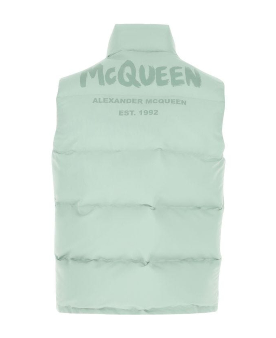 Alexander Mcqueen Structured Sleeveless Jacket With Front Flap Pockets In Green