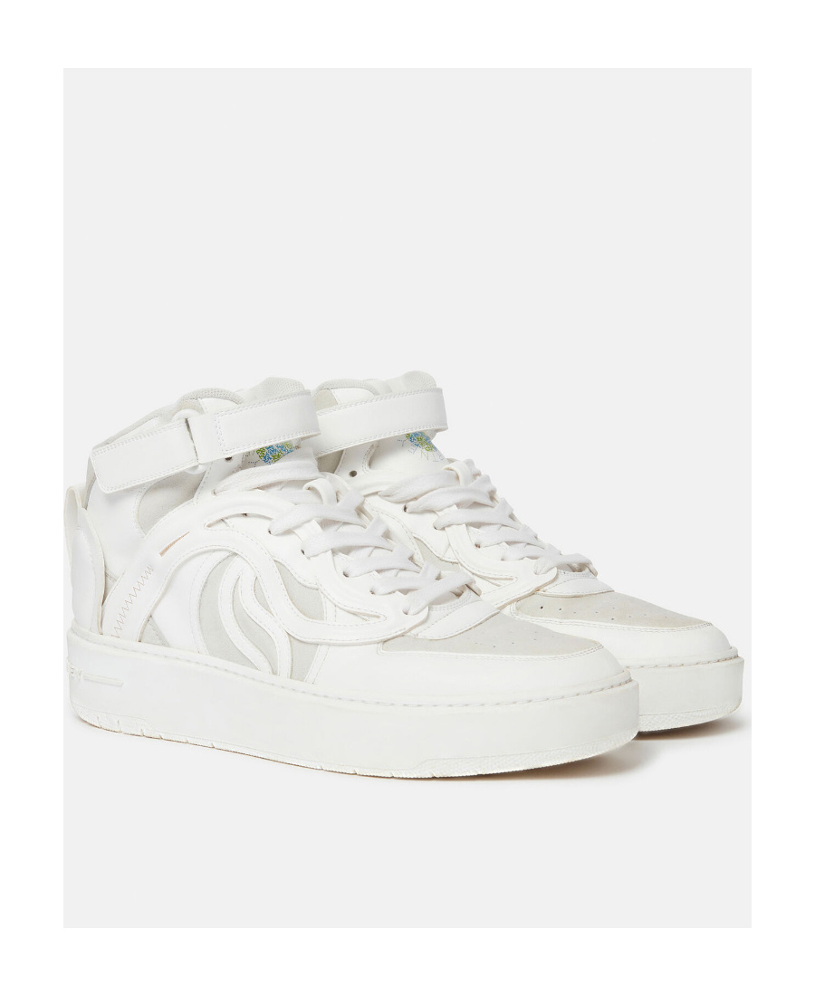 Stella Mccartney Vegan Leather S-wave High-top Sneakers In White
