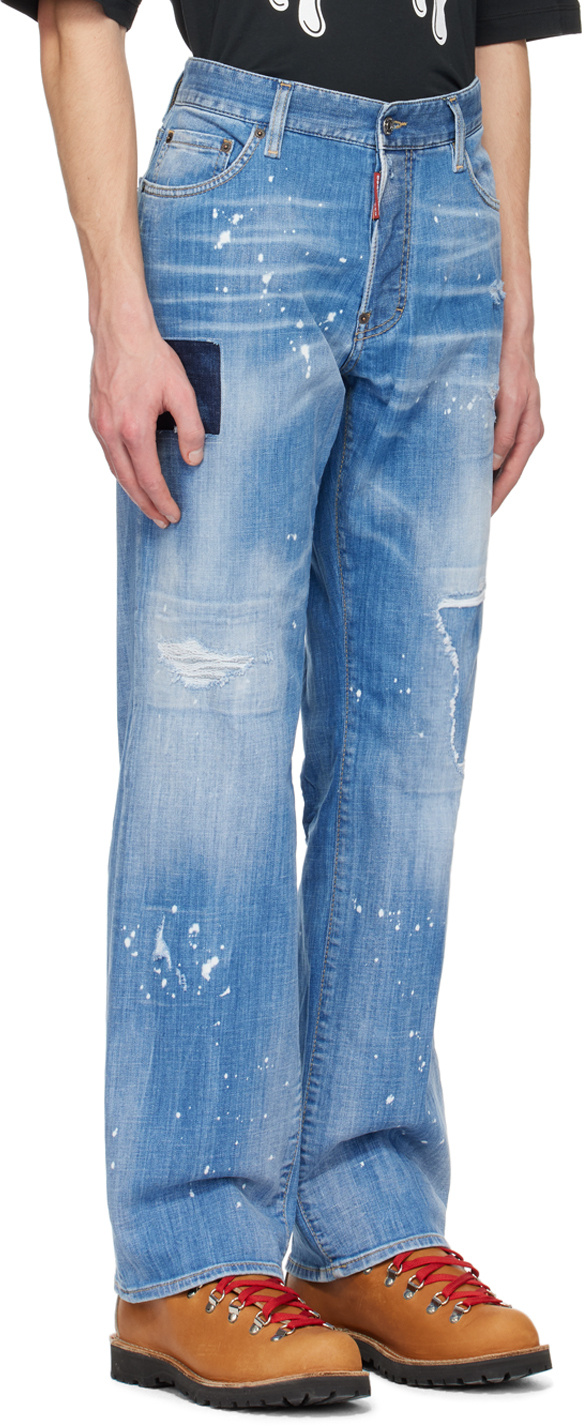 Dsquared2 Logo Jeans In Blue