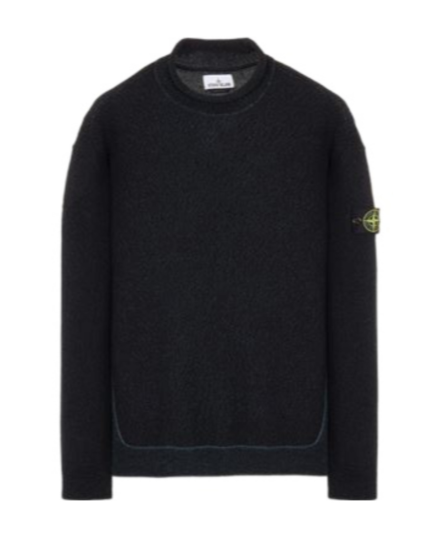 Stone Island Logo Round Neck Sweater In Green