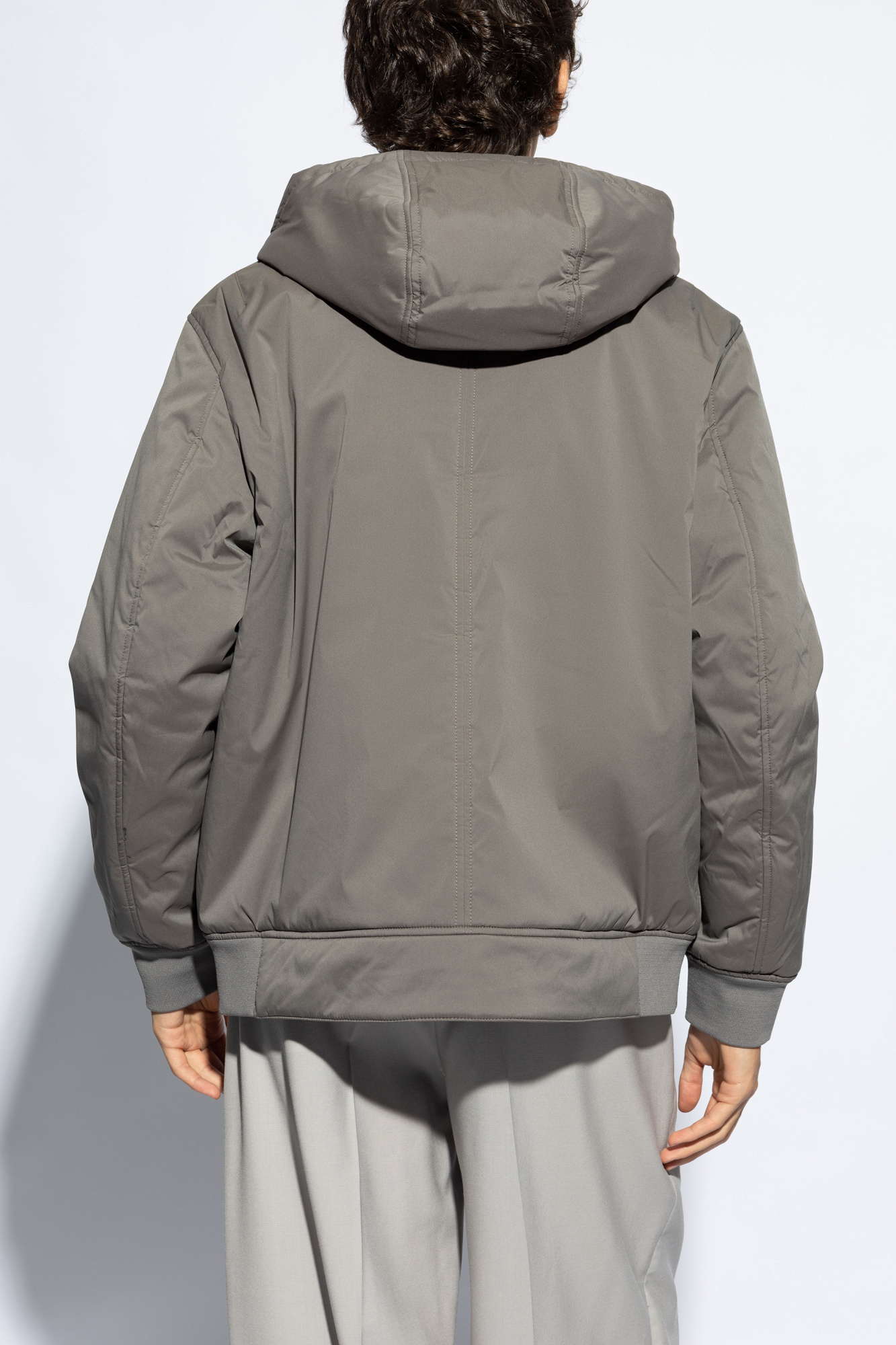 Ps By Paul Smith Ps Paul Smith Drawstring Padded Hooded Jacket In Gray