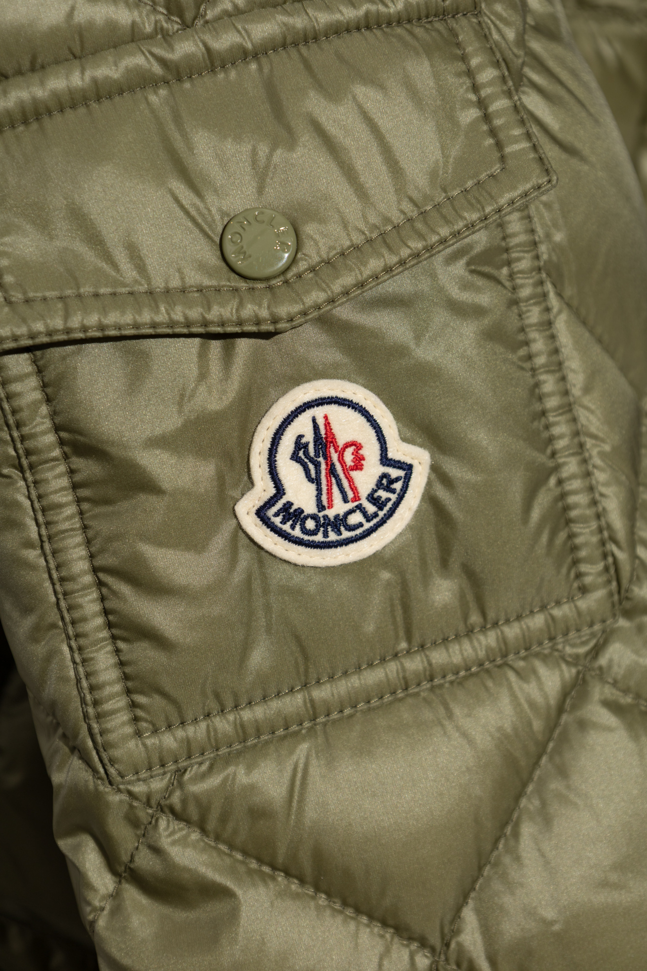 Moncler Camicia Long-sleeved Down Jacket In Green