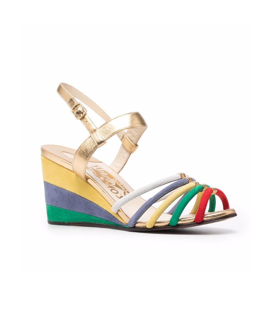 Ferragamo Laila Colourblock Strap Sandals In Multicolor