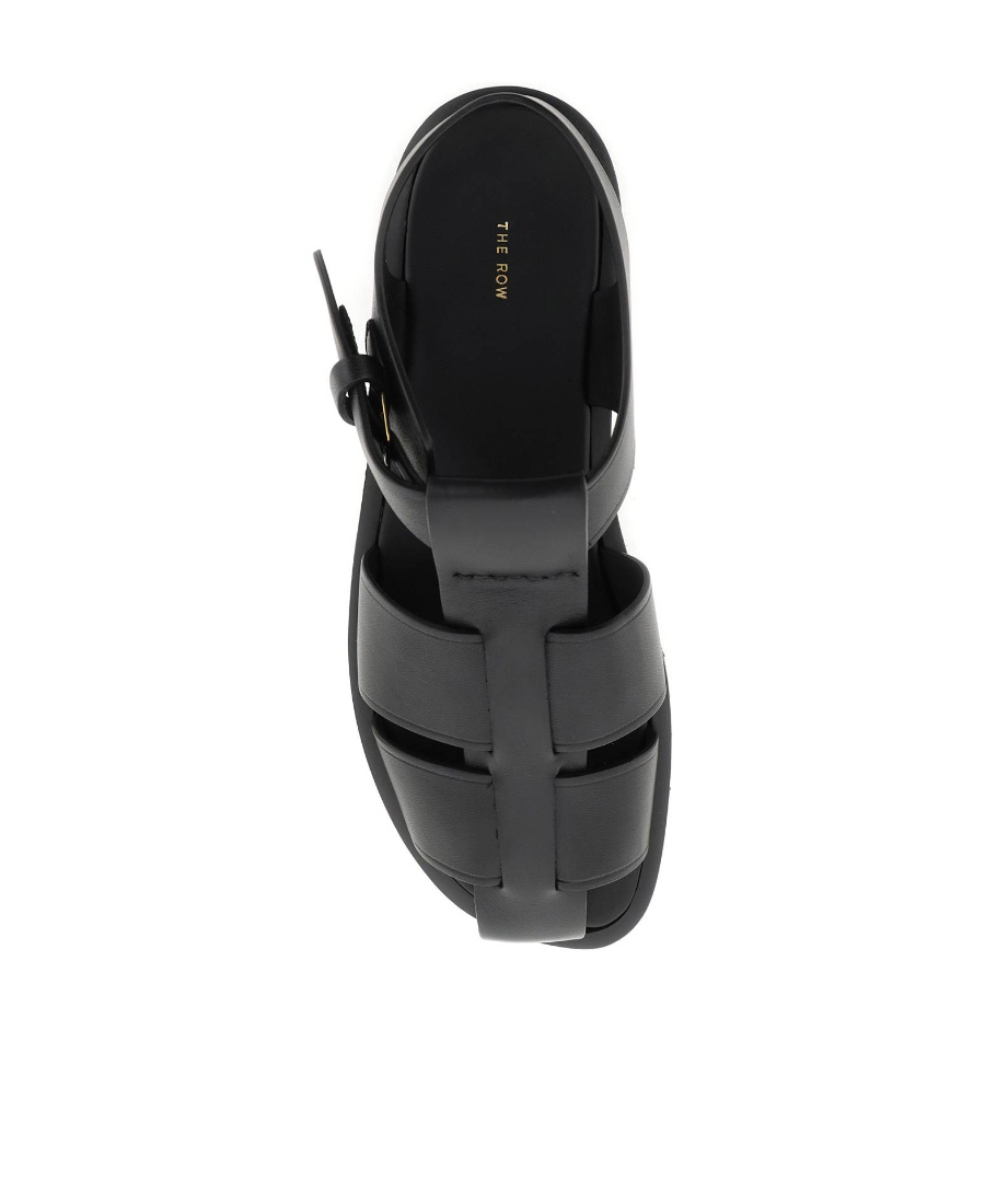 The Row Fisherman Woven Textured-leather Sandals In Black