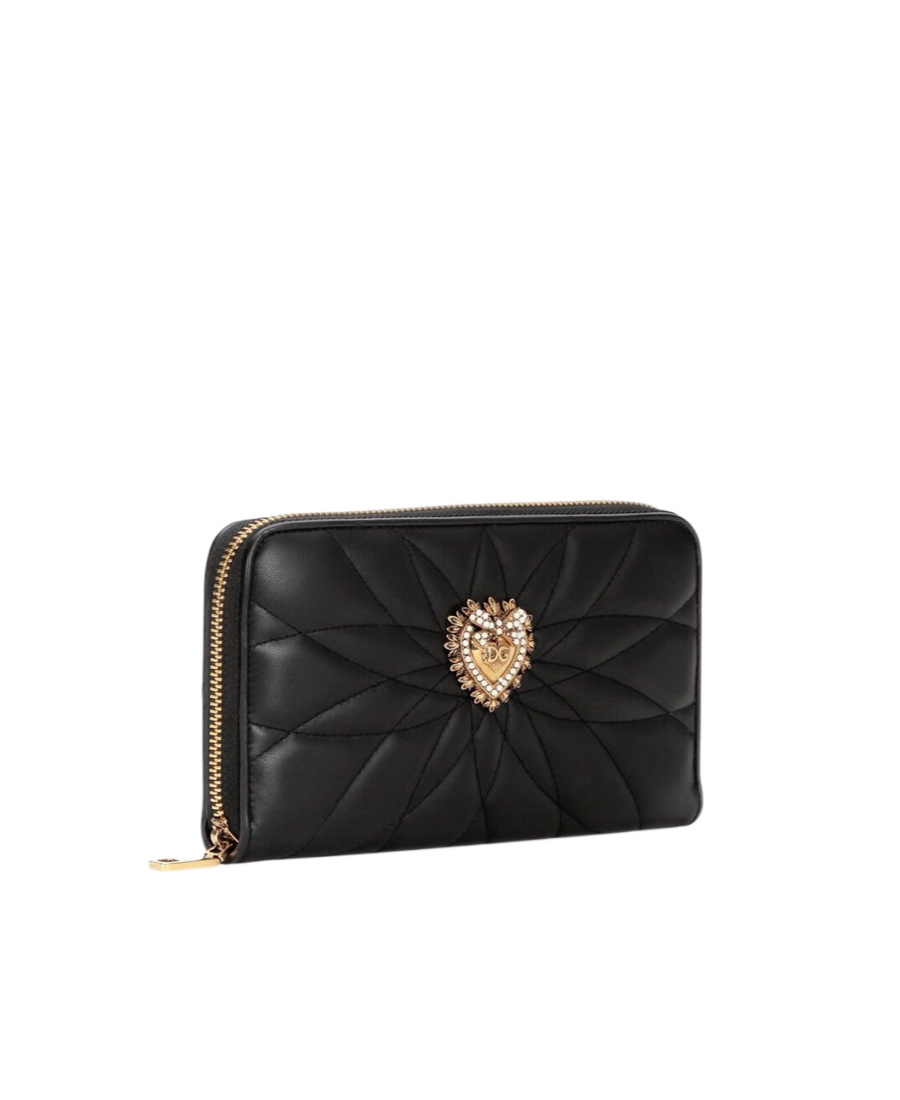 Dolce & Gabbana Quilted Heart Wallets Gold-tone Hardware In Green