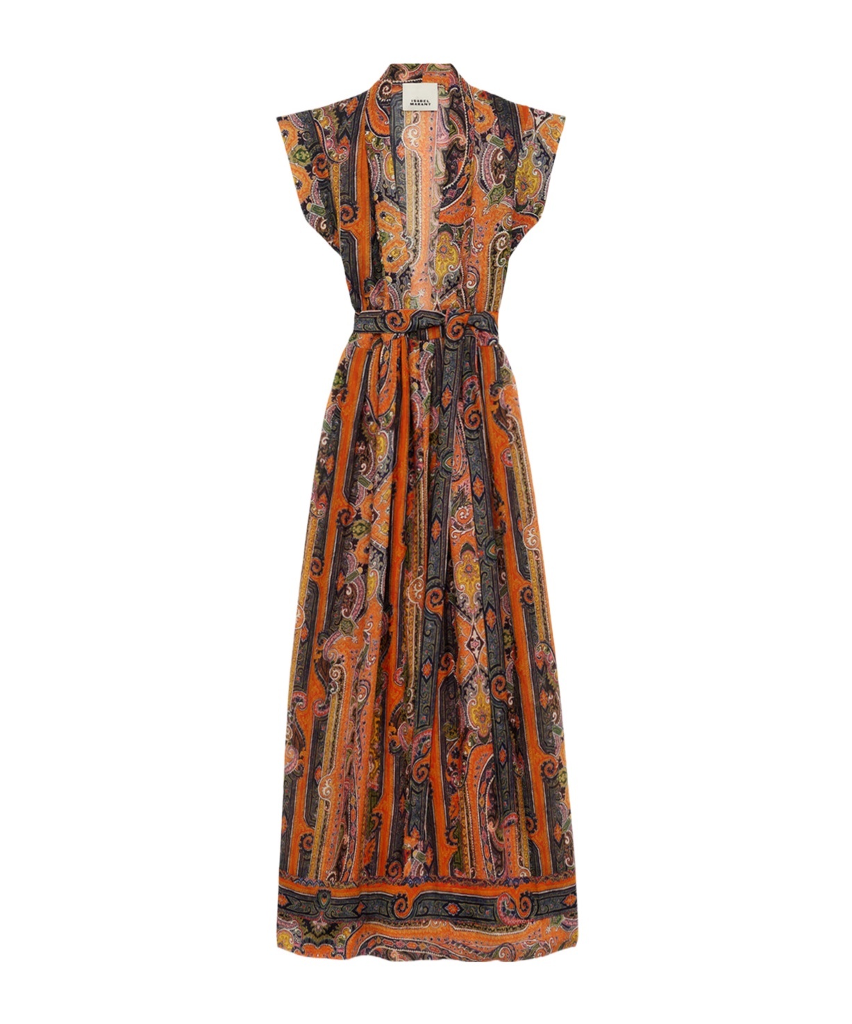 Isabel Marant Melissa Belted Paisley-print Silk Maxi Dress In Brown