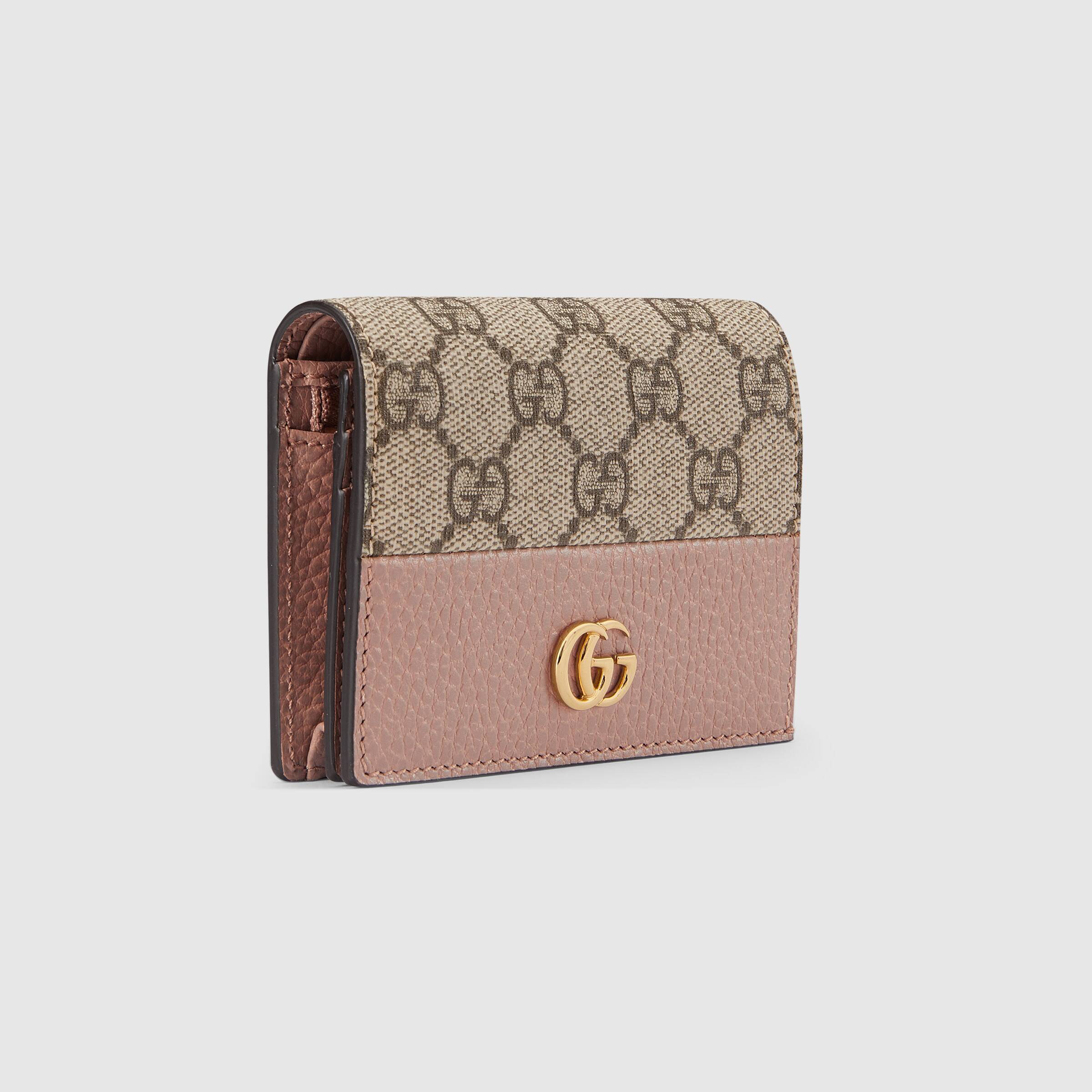 Gucci Gg Marmont Card Case Wallet In Nude
