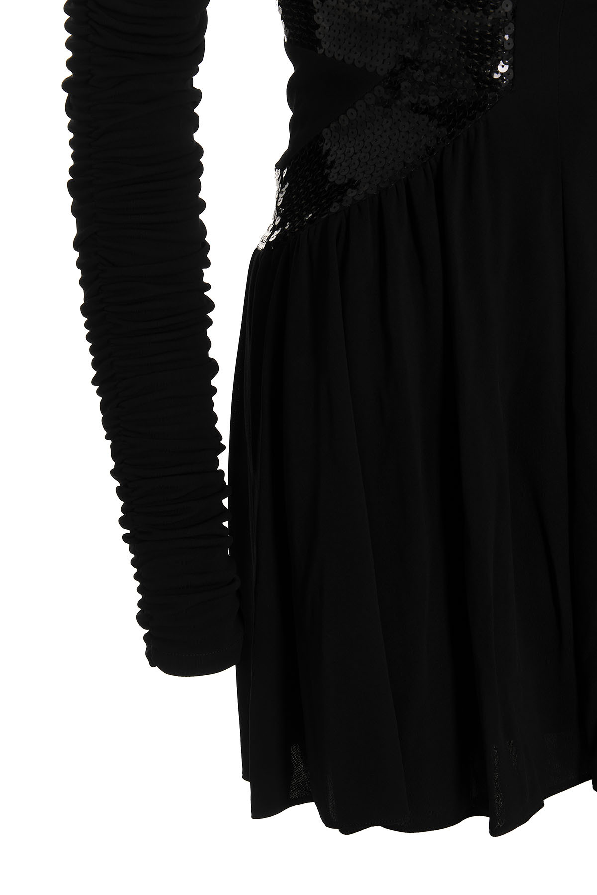 Balmain Sequin-embellished V-neck Mini Dress In Black