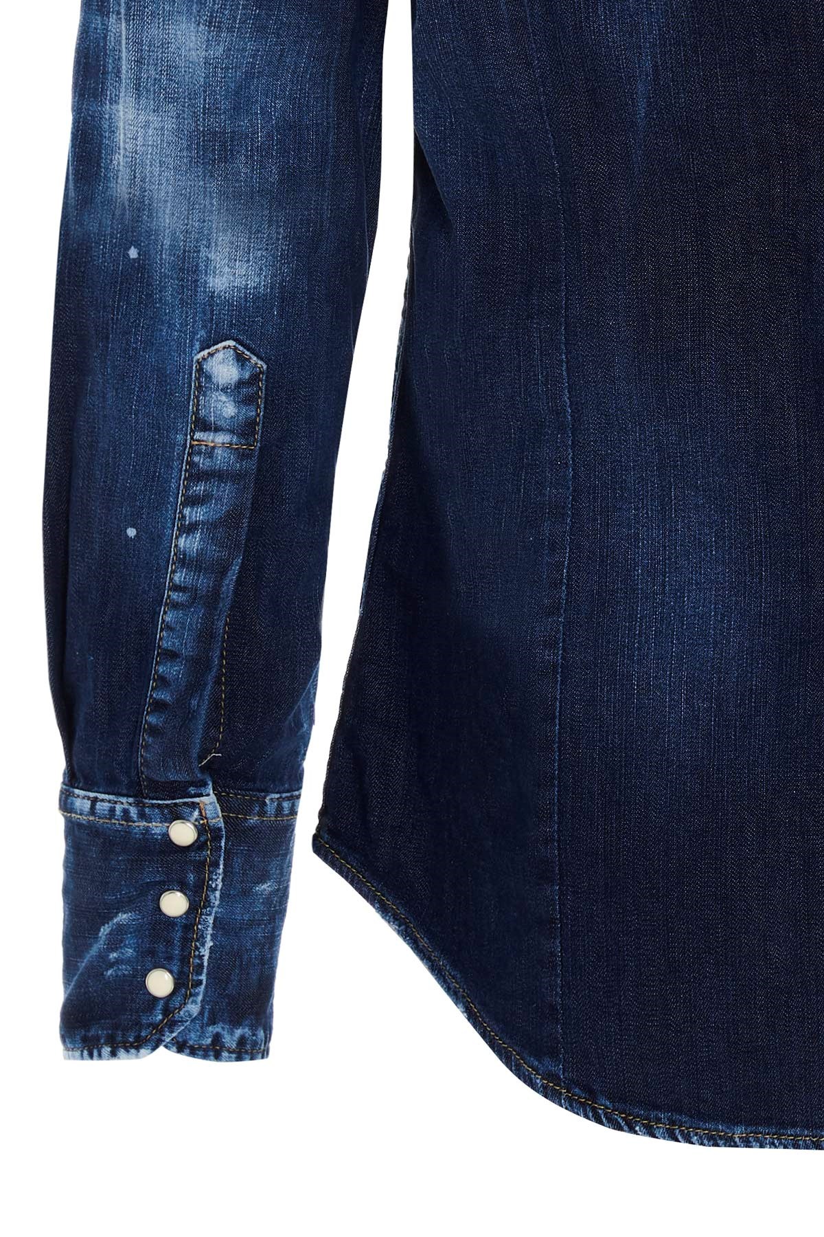 Dsquared2 Stonewashed Denim Shirt In Blue