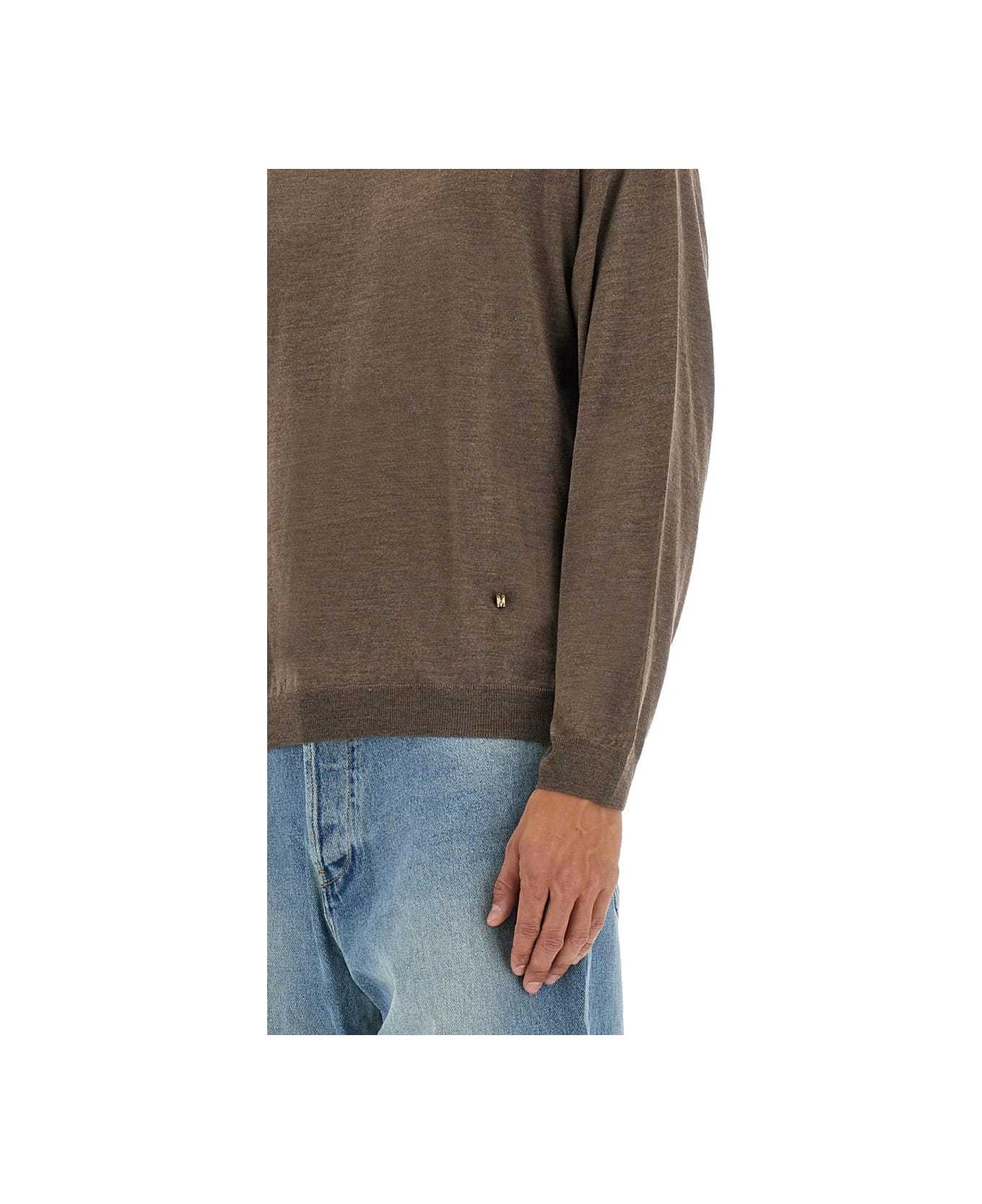 Moschino Crewneck Knitted Jumper In Brown