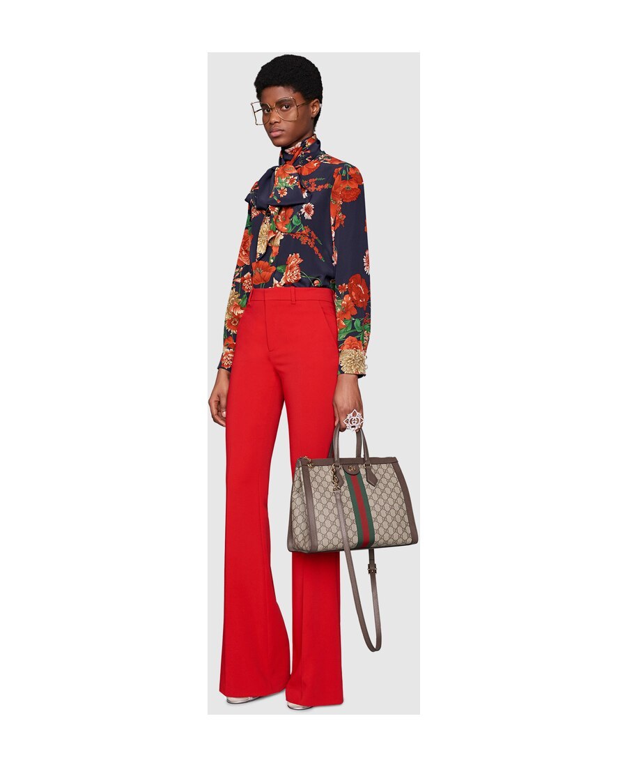 Gucci Small Ophidia Gg Supreme Top Handle Bag In Brown