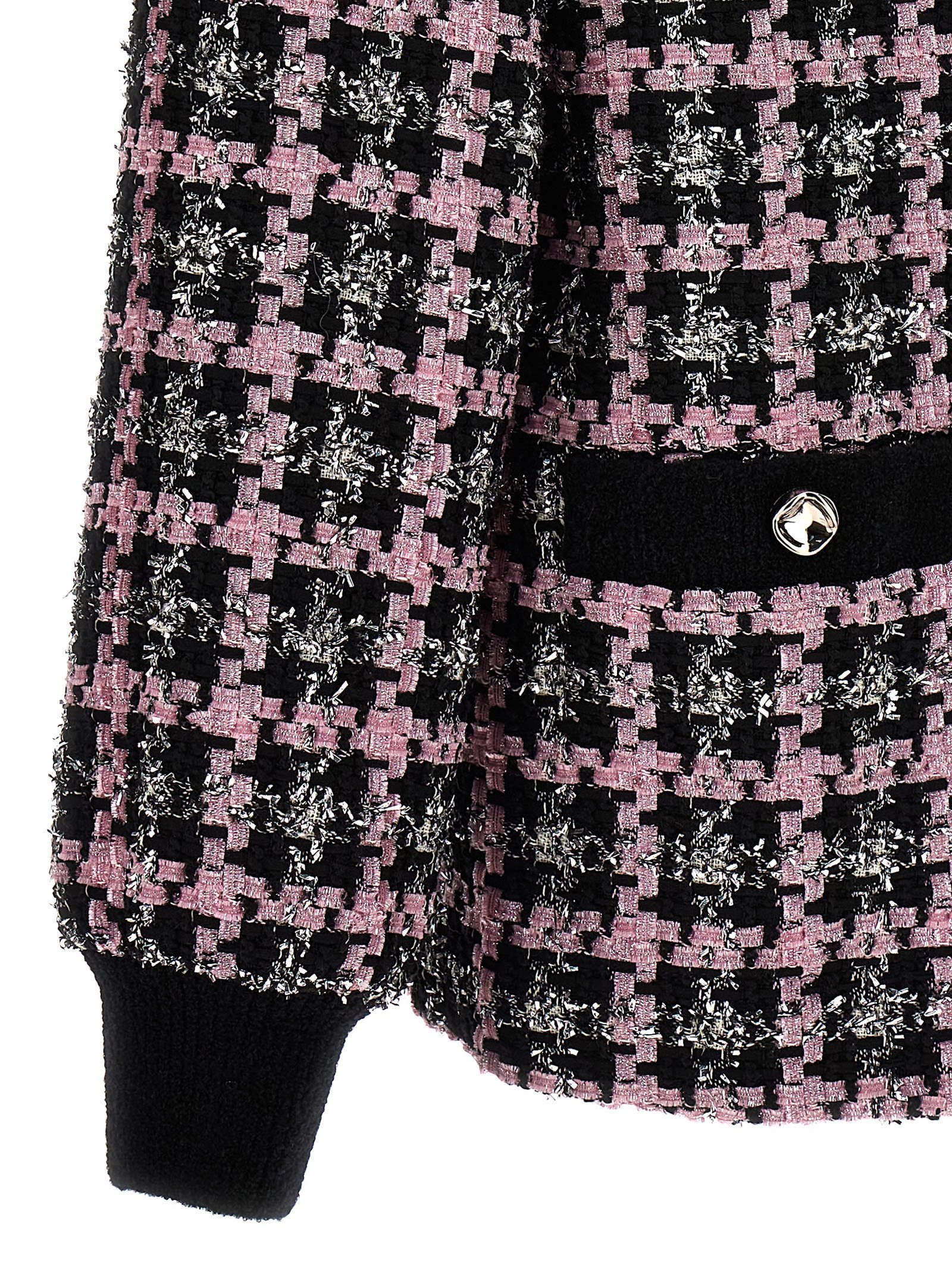 Msgm Single-breasted Tweed Jacket In Black