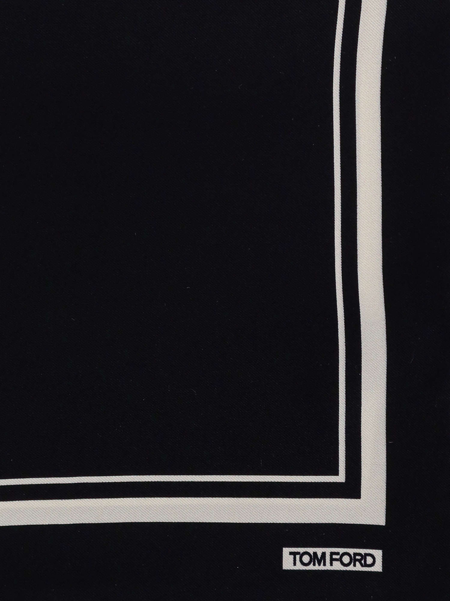 Tom Ford Logo-print Striped Silk Scarf In Black