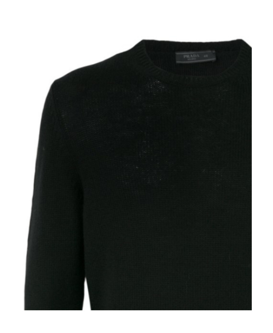 Prada Mens Black Crewneck Regular-fit Cashmere Jumper In Black