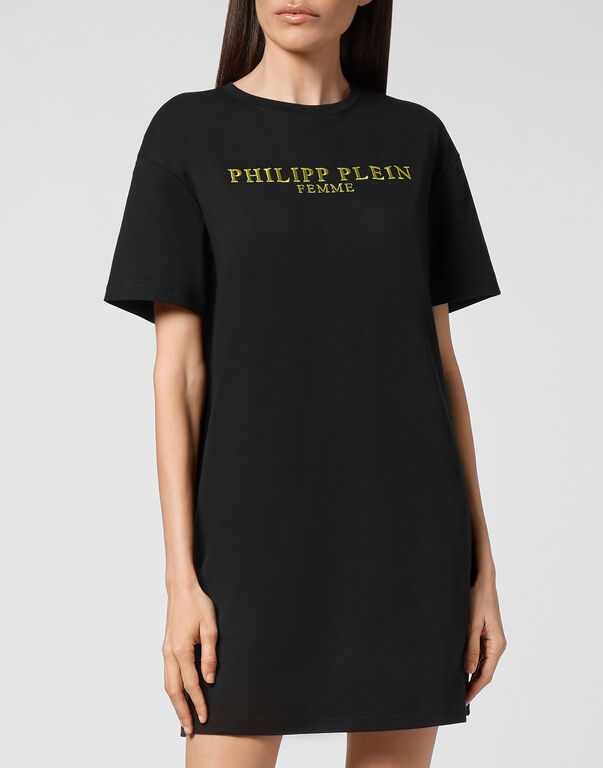 Philipp Plein Logo Details T-shirt Dress In Black