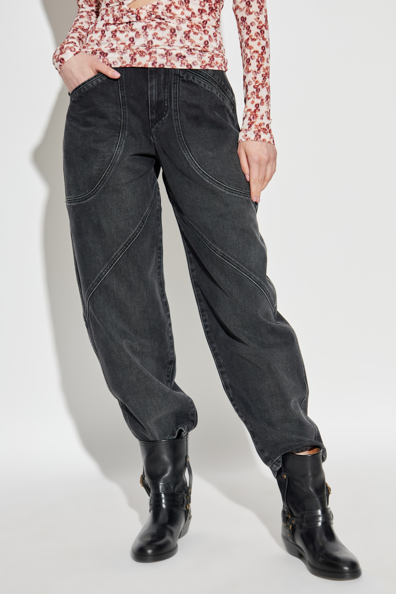 Isabel Marant Belt Loop Denim Trousers In Black