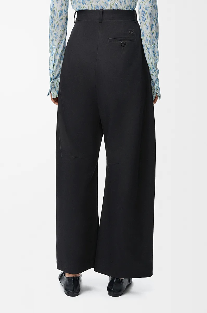 Loewe Barrel Trousers In Cotton And Silk In Black
