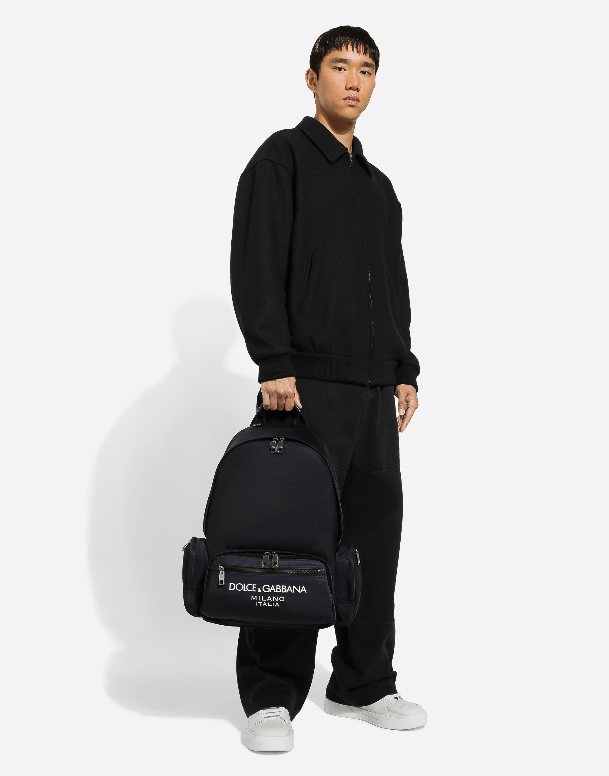 Dolce & Gabbana Nylon Backpack With Logo In Black