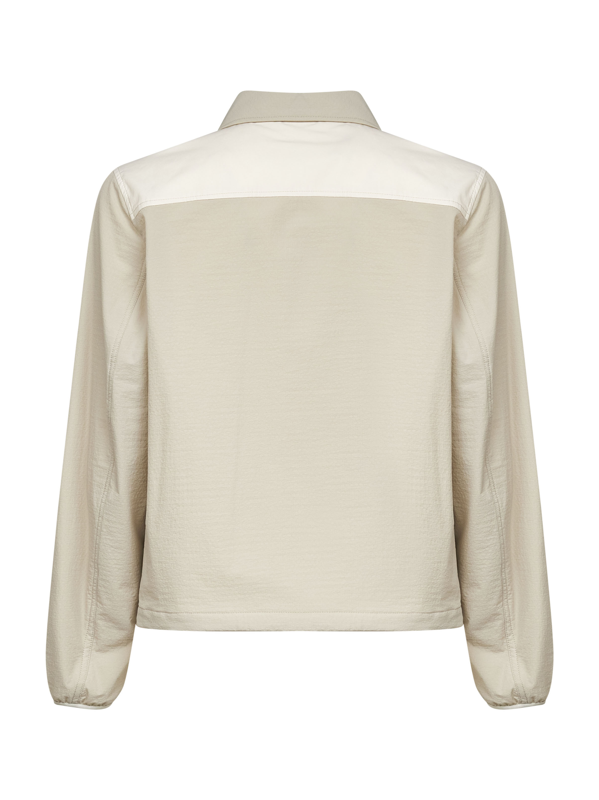 Moncler Double-slider Zip Seersucker Shirt In Neutral