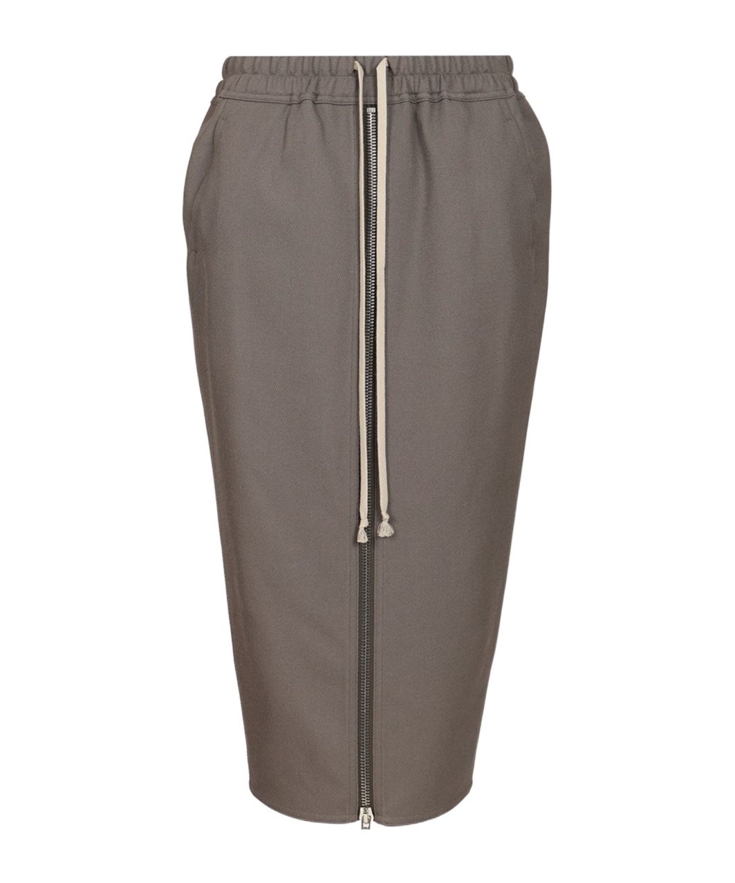Rick Owens Zip-front Drawstring Midi Skirt In Brown