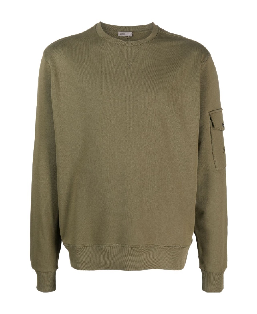 Herno Sleeve Patch-pocket Cotton Sweatshirt In Green