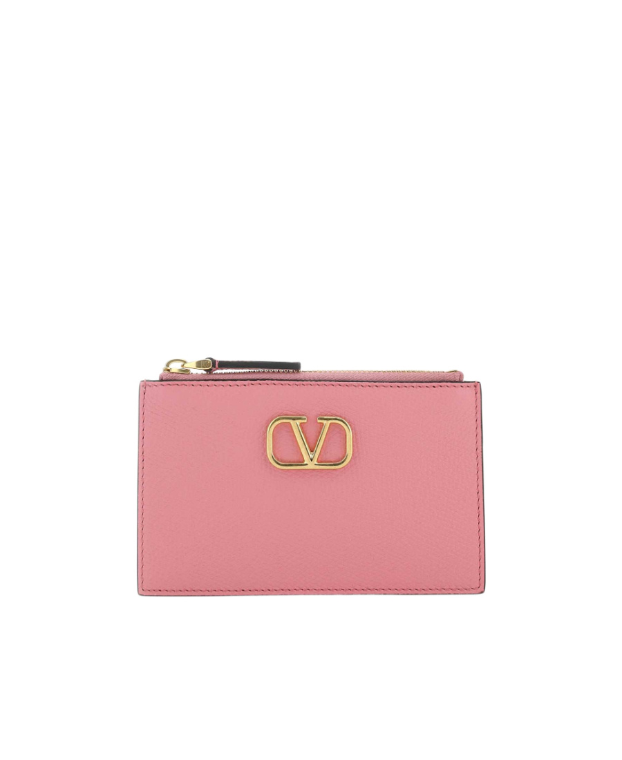 Valentino Vlogo Signature Leather Cardholder In Pink