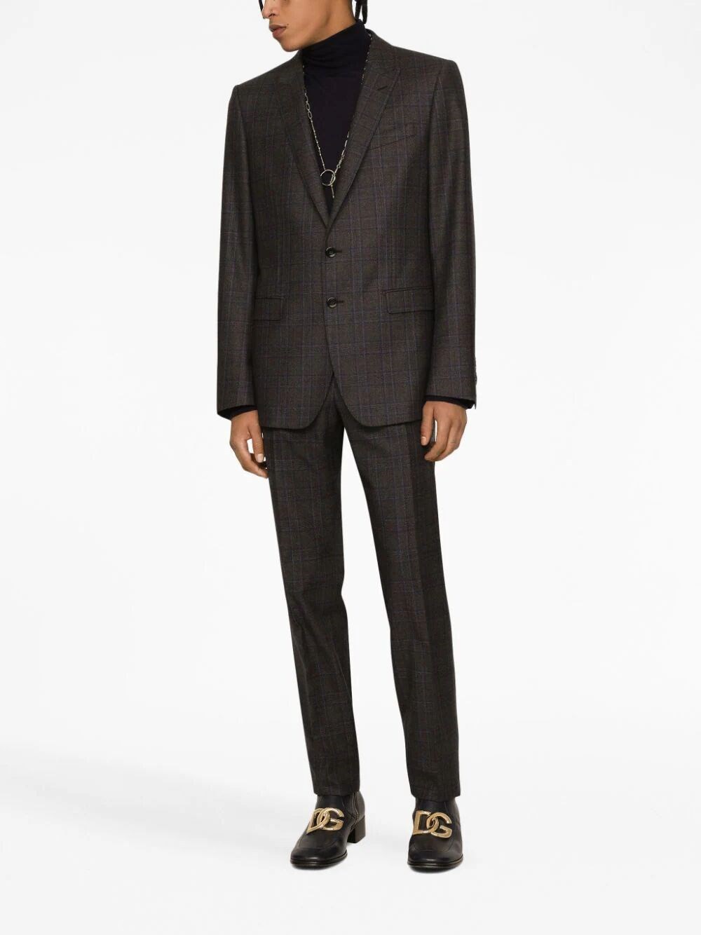 Dolce & Gabbana Tailored Woolen Trousers Check Pattern In Brown