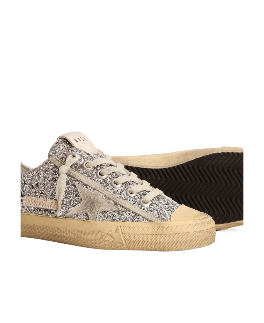 Golden Goose V-star Glittered Sneakers In Nude