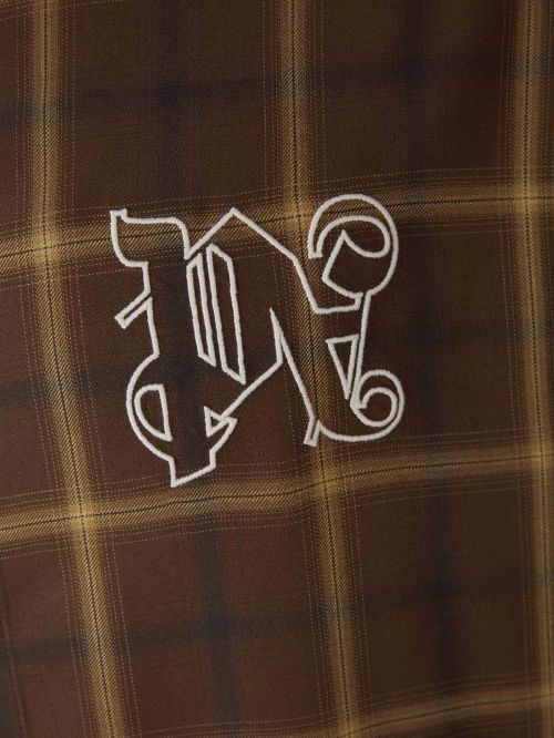 Palm Angels Camicia A Maniche Lunghe Con Monogram In Green