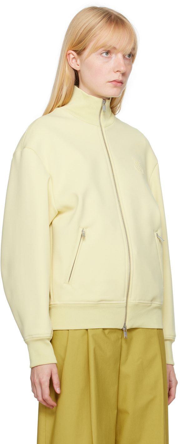 Jil Sander Zipper Vertical Collar Sweater In White