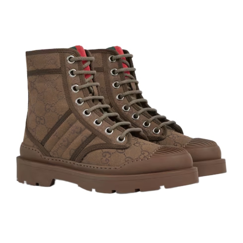 Gucci Women's Boot With Web In Brown