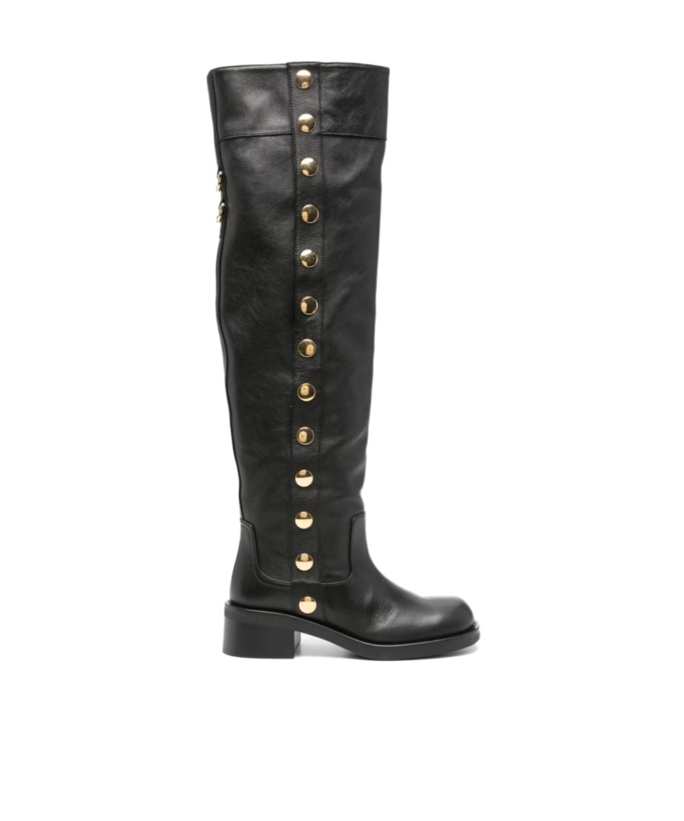 Moschino 50mm Stud-embellished Knee Boots In Black