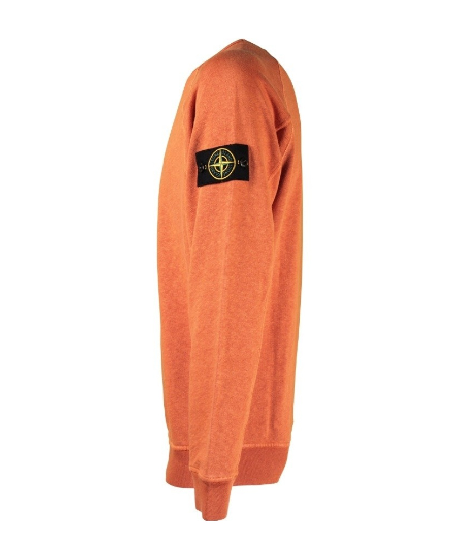 Stone Island Logo Patch Cotton Sweatshirt In Orange
