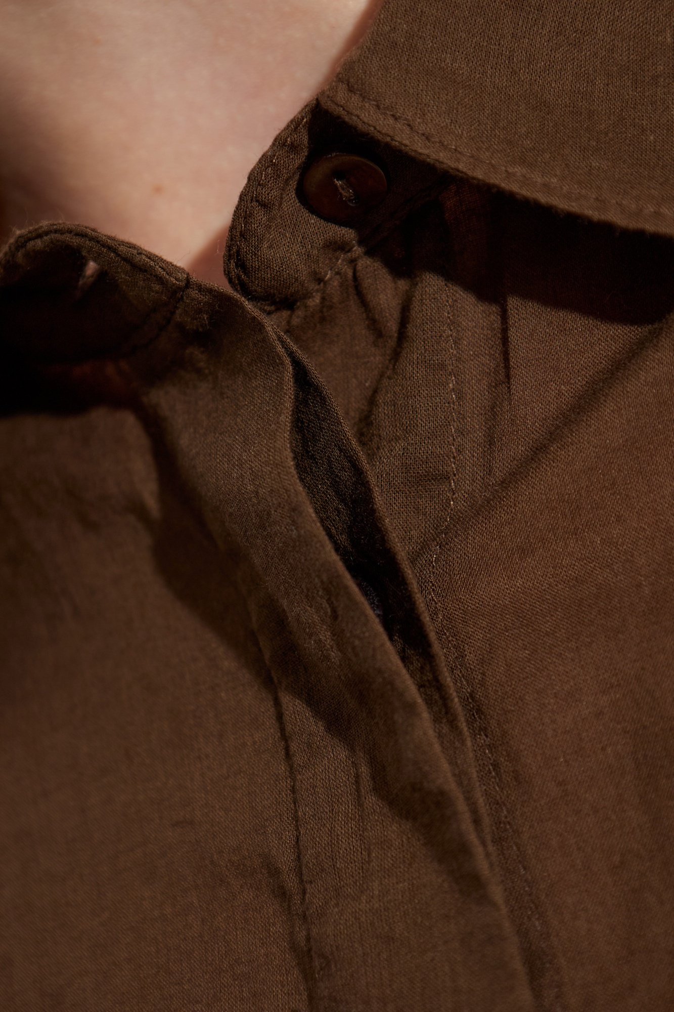 Officine Generale Button-down Cotton Shirt In Brown