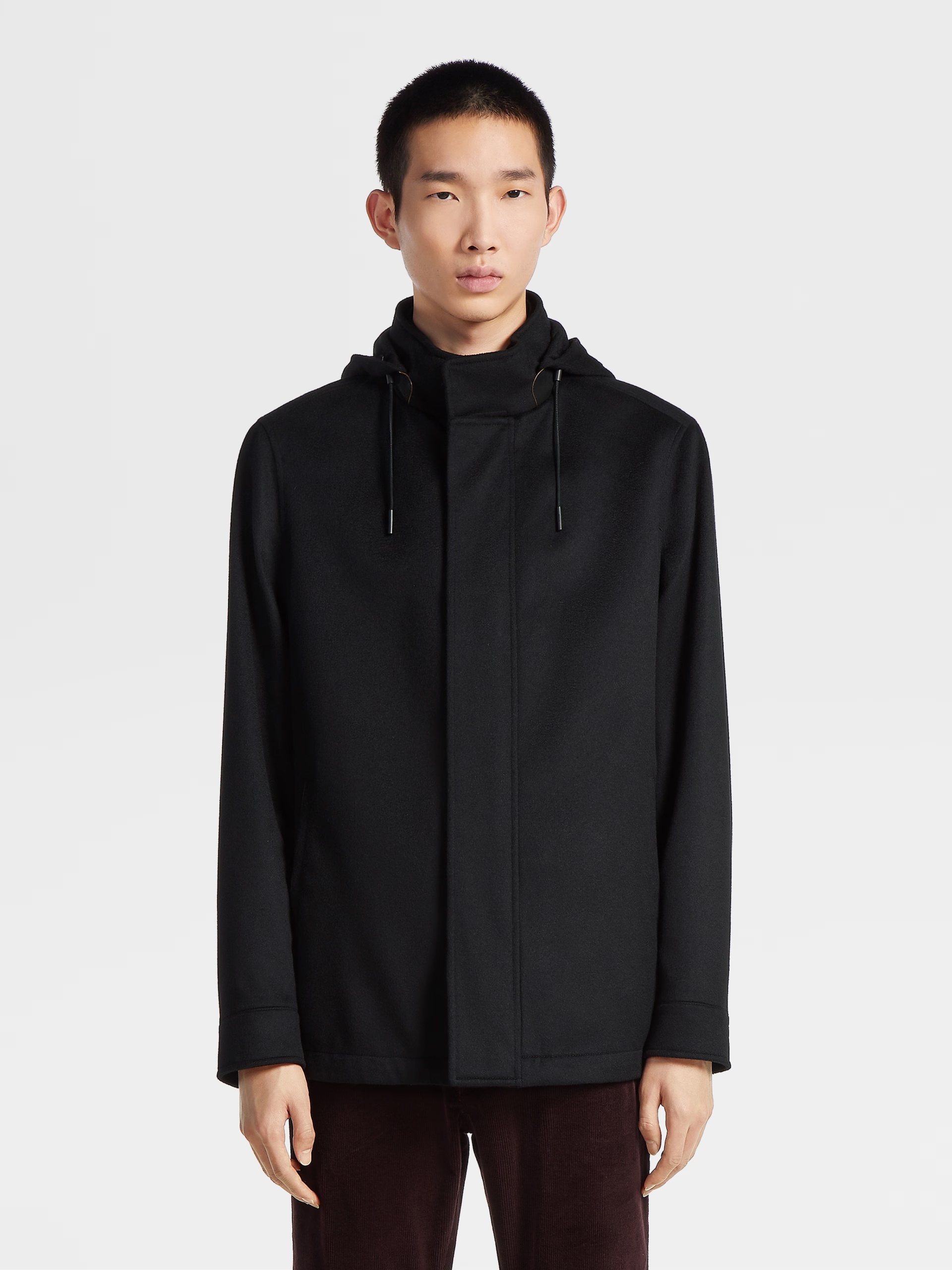 Zegna Oasi Elements Cima Drawstring Over Jacket In Black