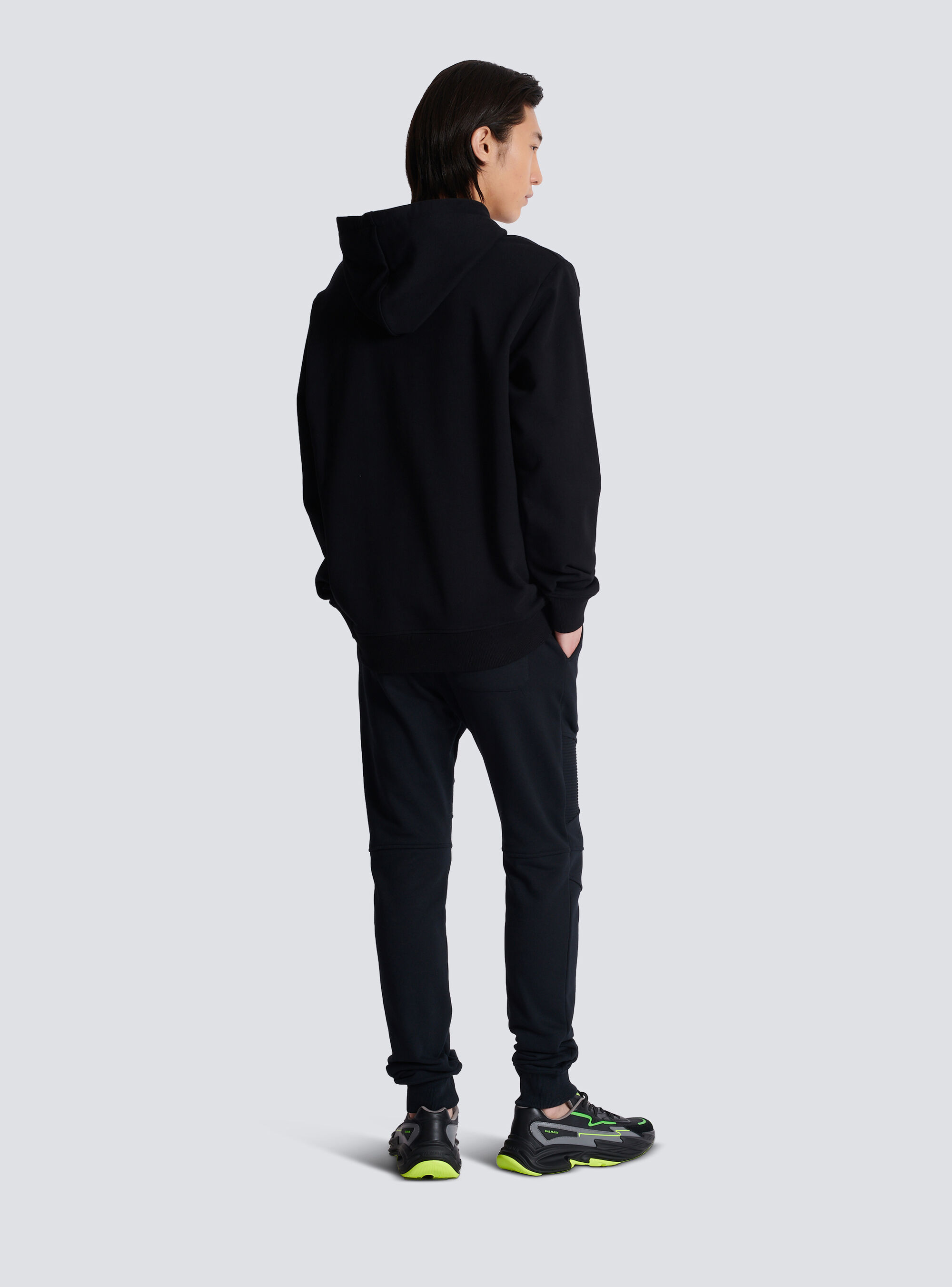 Balmain Signature Hooded Sweatshirt In Black