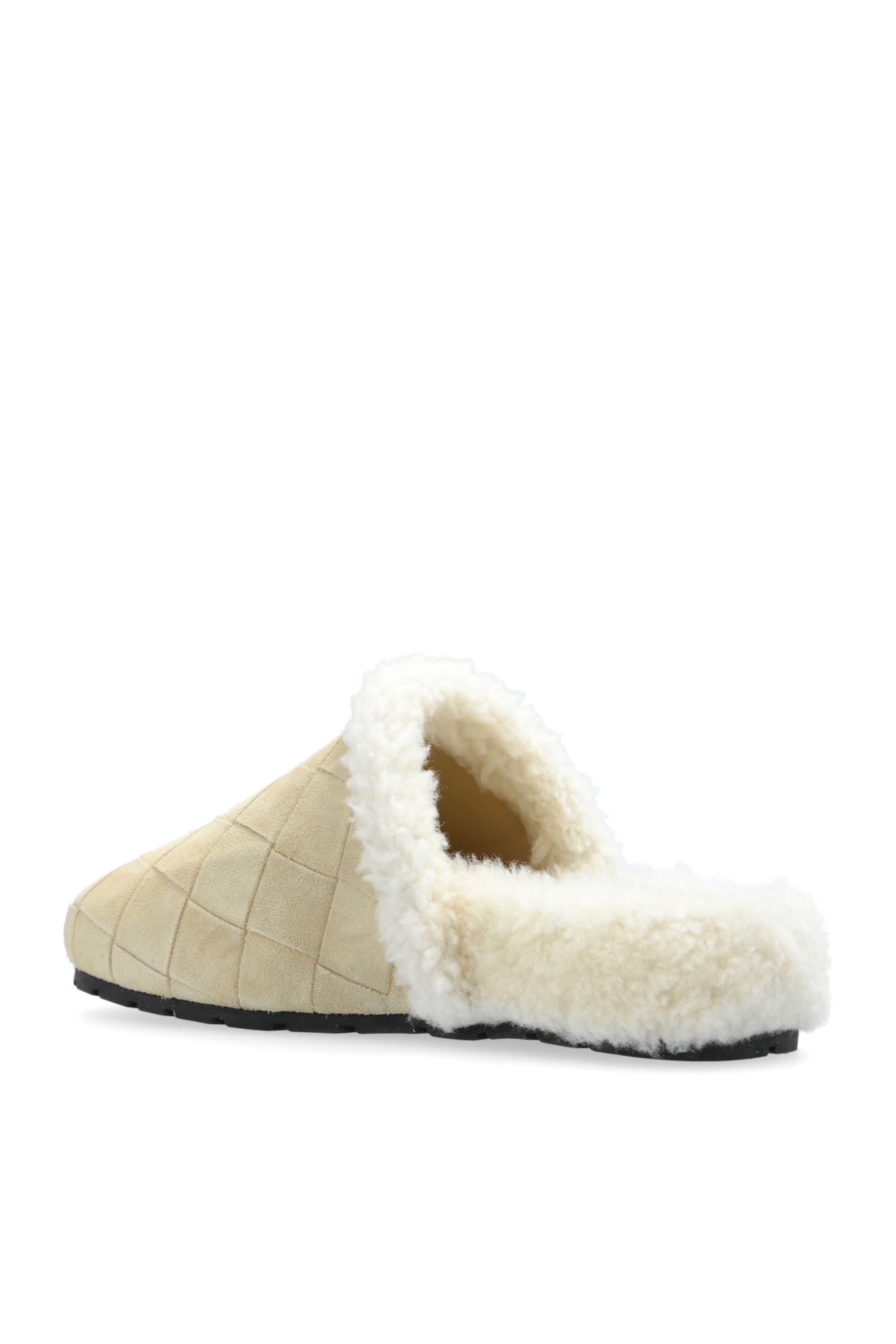 Bottega Veneta Reggie Woven Suede Slipper Mules In Nude