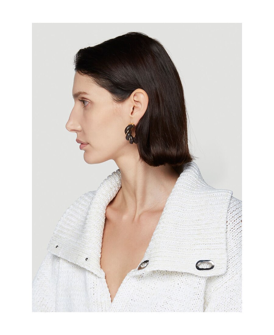 Bottega Veneta Twist Hoop Earrings In Black
