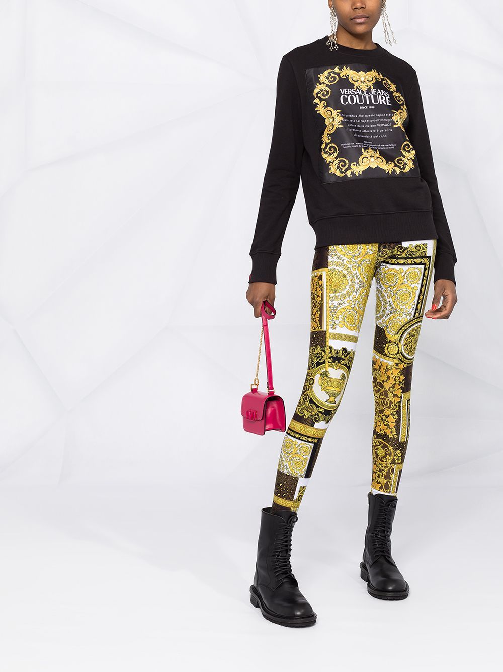 Versace Jeans Logo-print Crew-neck Sweatshirt In Black