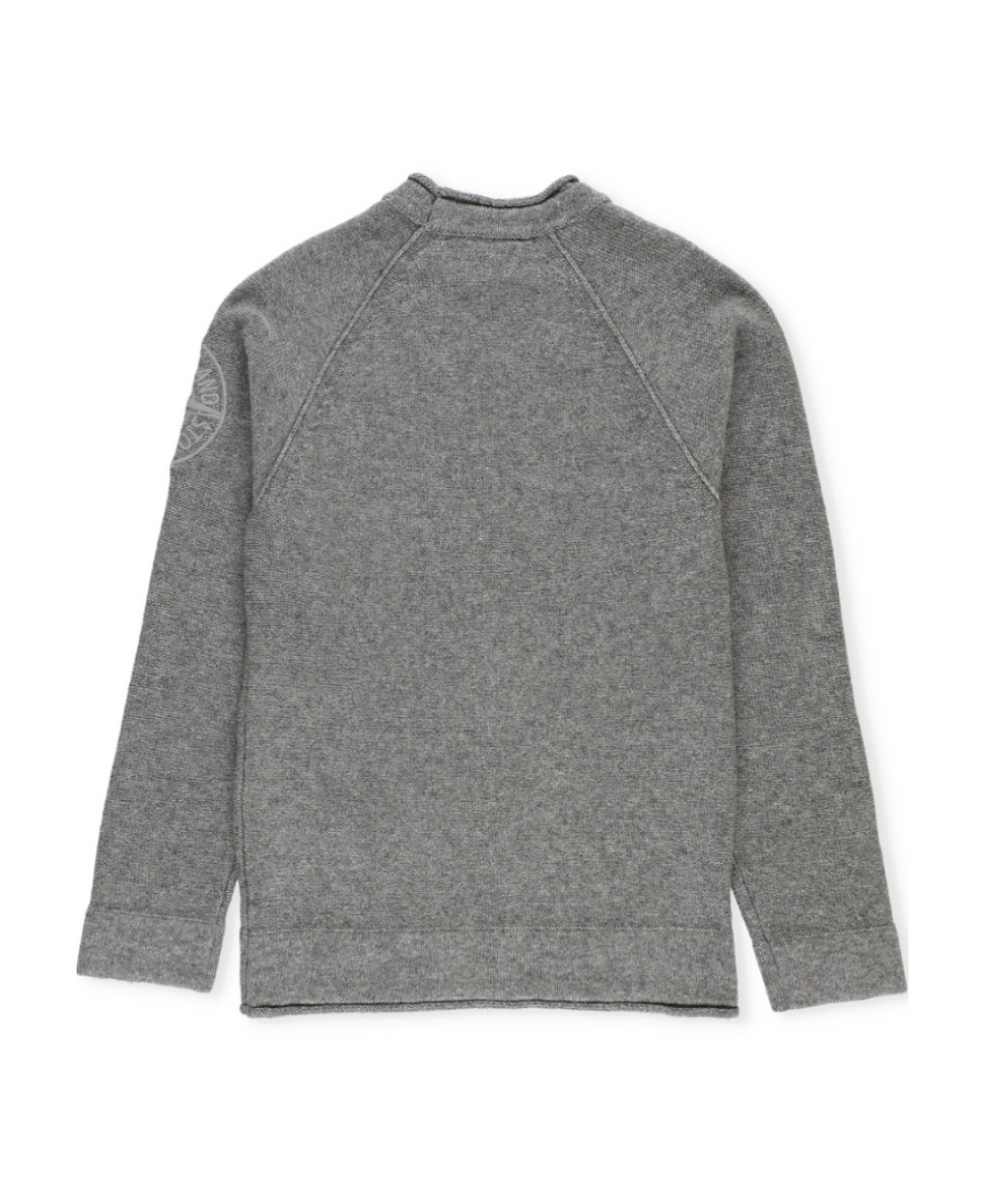 Stone Island Compass-motif Long-sleeve T-shirt In Gray