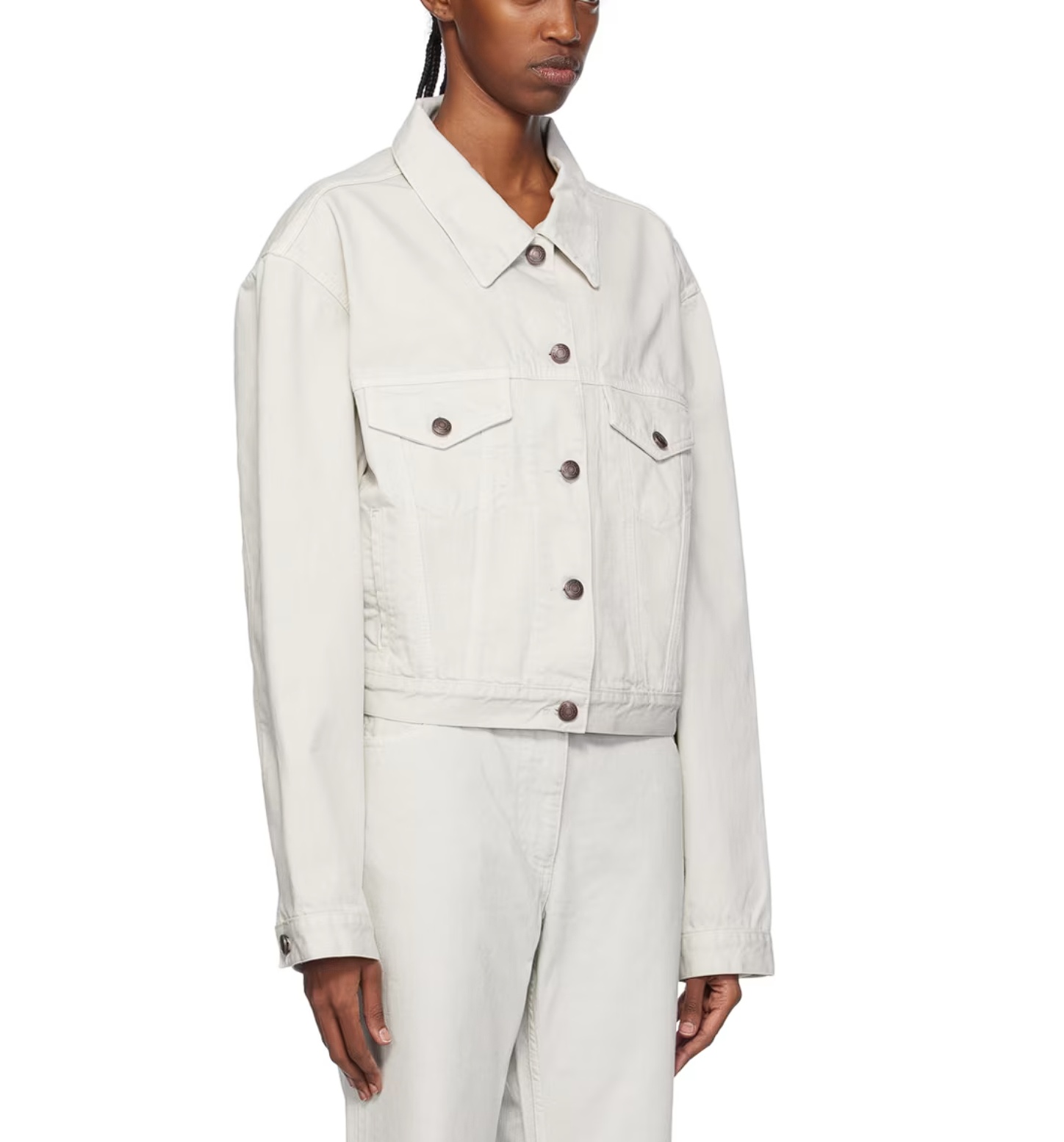 Magda Butrym Gray Classic Denim Jacket In White