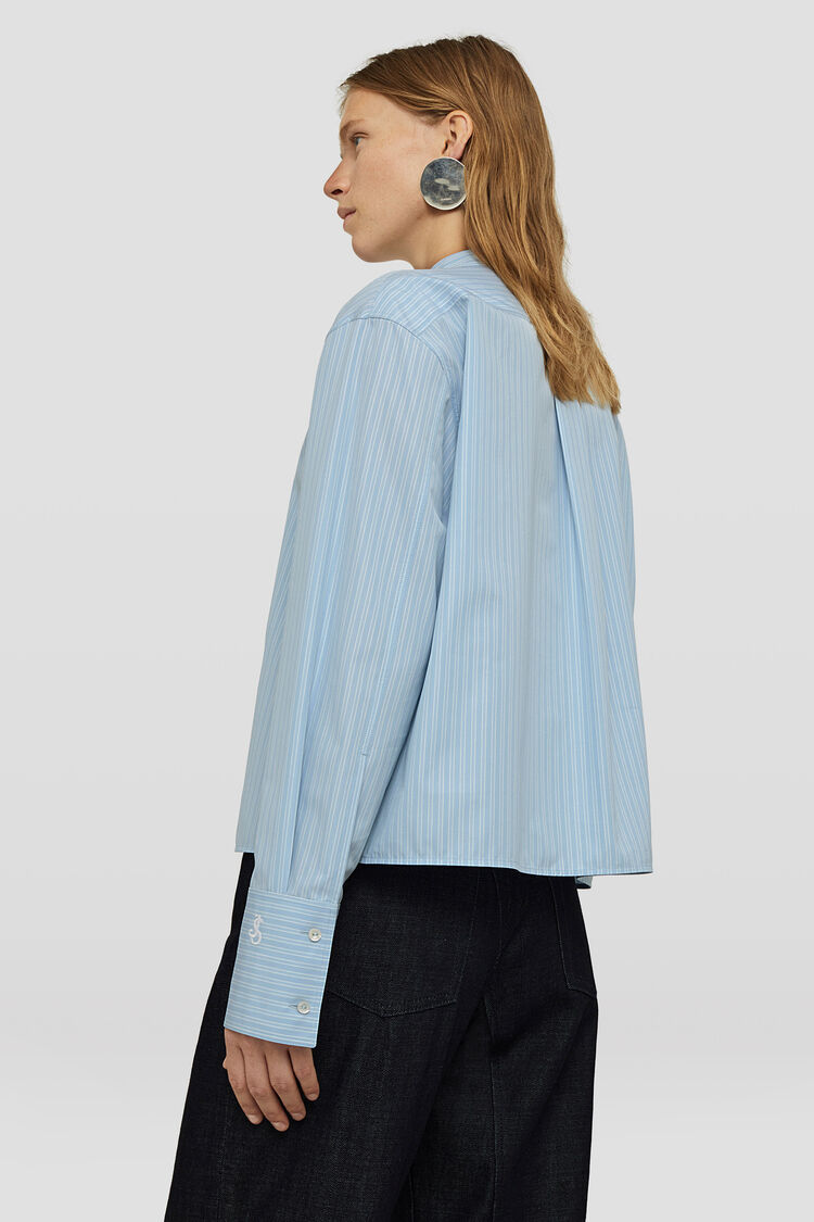 Jil Sander Striped Cotton Shirt In Blue