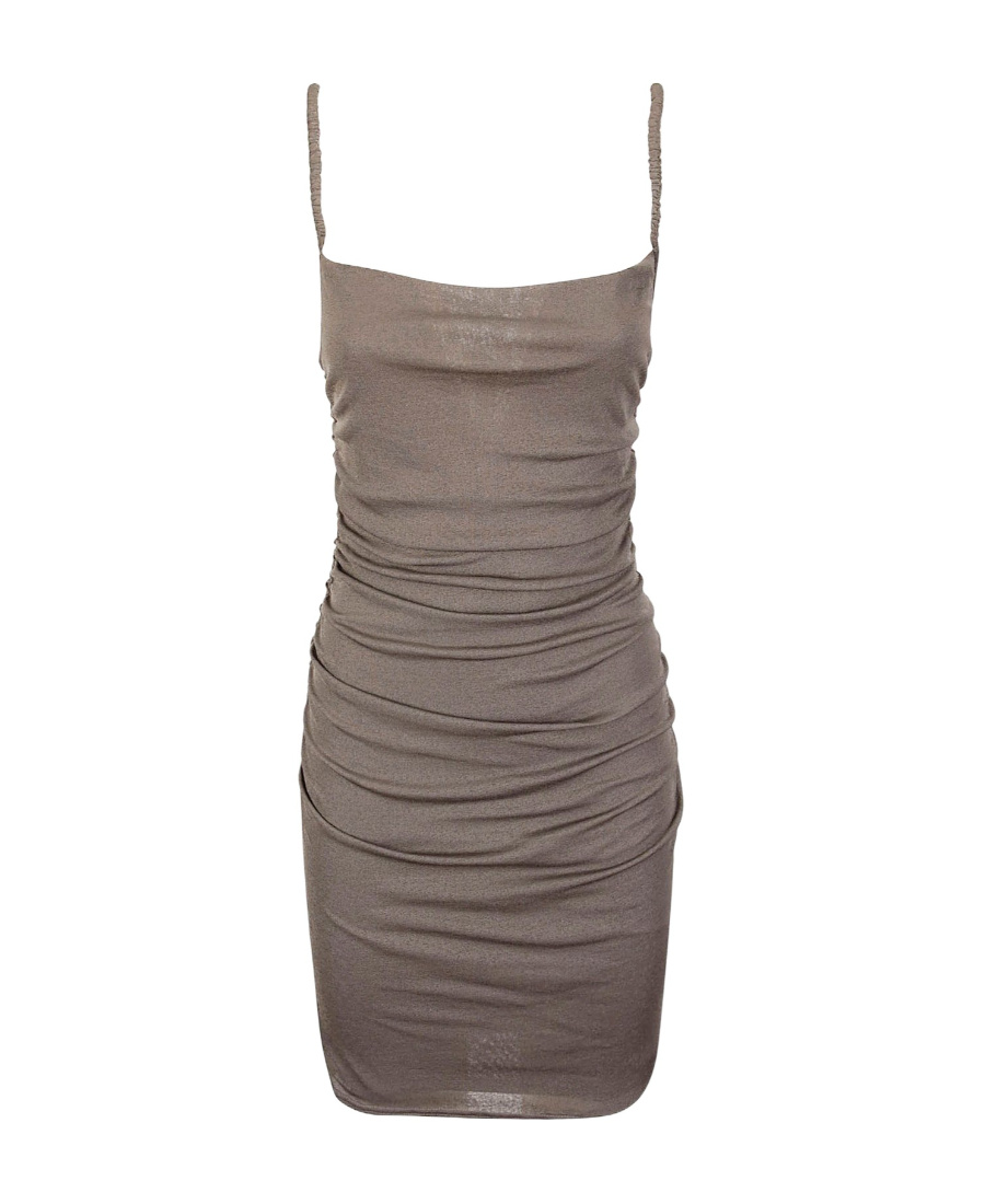 Nanushka Adie Ruched Jersey Minidress In Gray