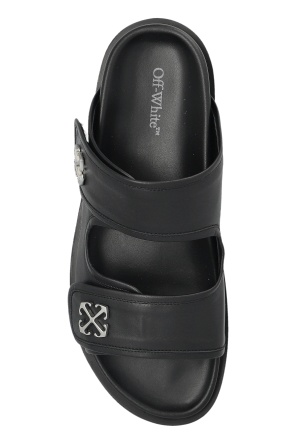 Off-white Logo Plaque Slip-on Slides In Gray