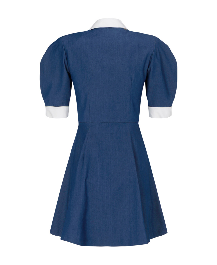 Alessandra Rich Pleated Mini Dress In Blue